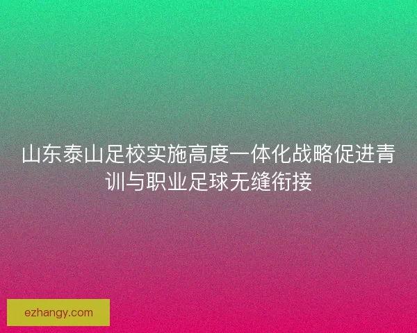山东泰山足校实施高度一体化战略促进青训与职业足球无缝衔接 山东泰山足校实施高度一体化战略促进青训与职业足球无缝衔接
